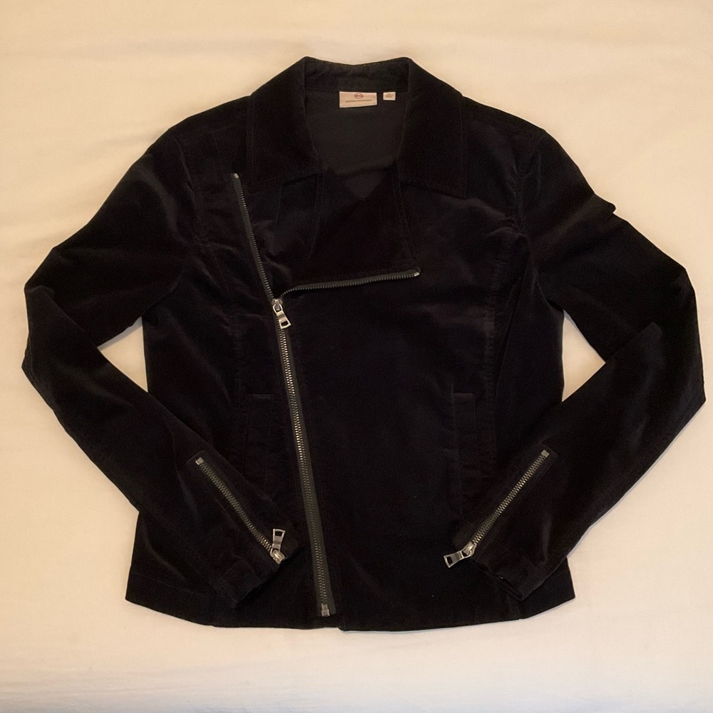 Ag Adriano Goldschmied Black Velvet Asymmetrical Zip Blazer
